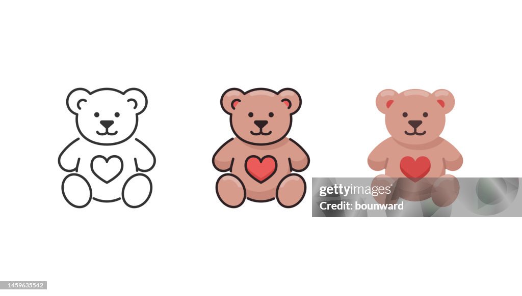 Set di icone Teddy Bear. Tratto modificabile.