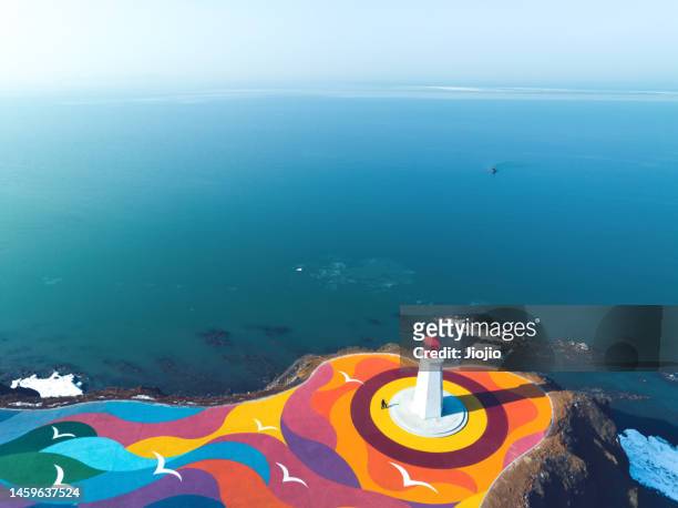 colorful road by the sea - liaoning province stock pictures, royalty-free photos & images