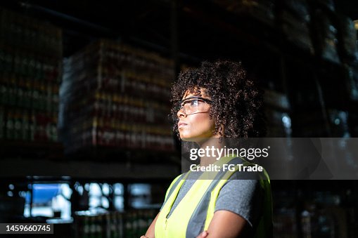 Young woman in a warehouse