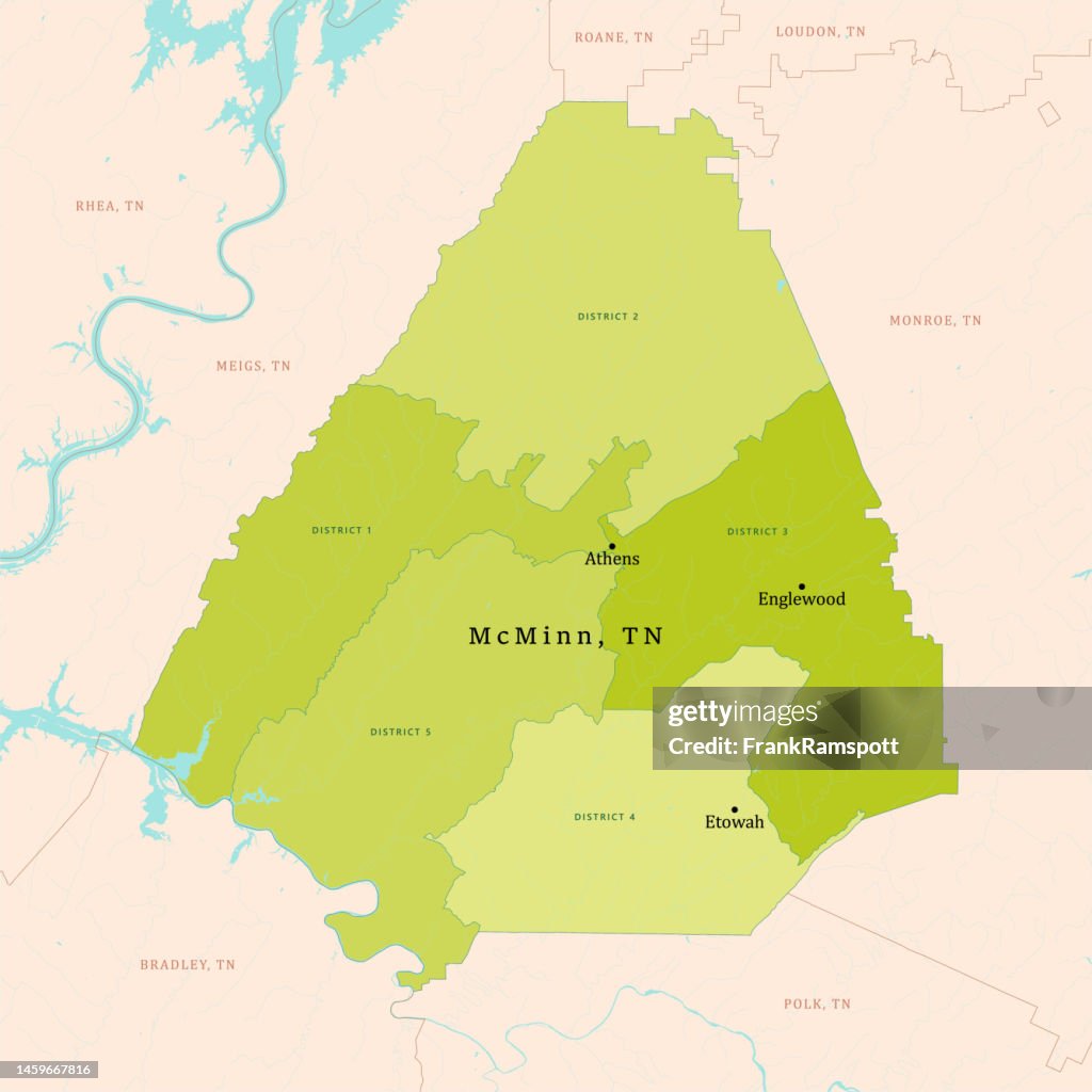 TN McMinn County Vector Map Green