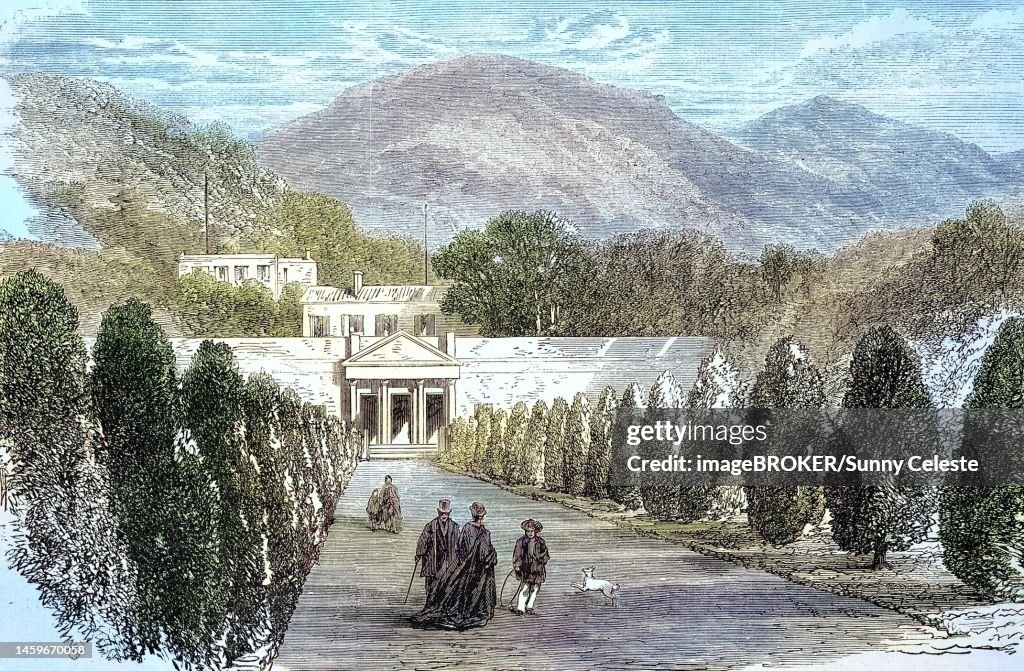 Villa San Martino, from May 1814 to February 1815 one of Napoleon Bonaparte's two government residences in the municipality of Portoferraio, 1869, Elba, Italy, Historic, digitally restored reproduction of an original 19th century painting, exact original