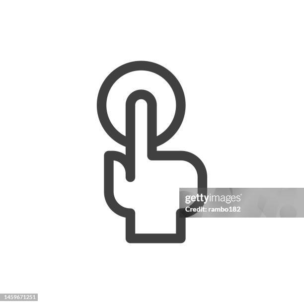 touch gesture, pointer, cursor line vector icon on white background. editable stroke. pixel perfect. for mobile and web. outline vector graphics. - touching virtual screen stock illustrations
