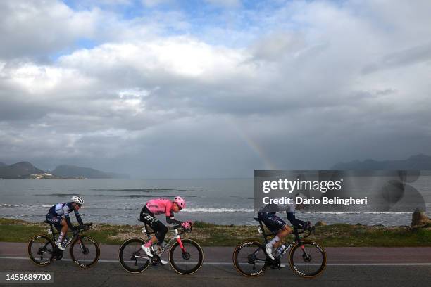 Mauri Vansevenant of Belgium and Team Soudal-Quick Step, Hugh J. Carthy of The United Kingdom and Team EF-EasyPost and Tim Declercq of Belgium and...