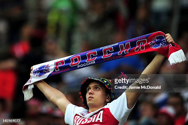 Russian fan soaks up the atmposhere ahead of the UEFA EURO 2012 group A match between Russia and Czech Republic at The Municipal Stadium on June 8,...