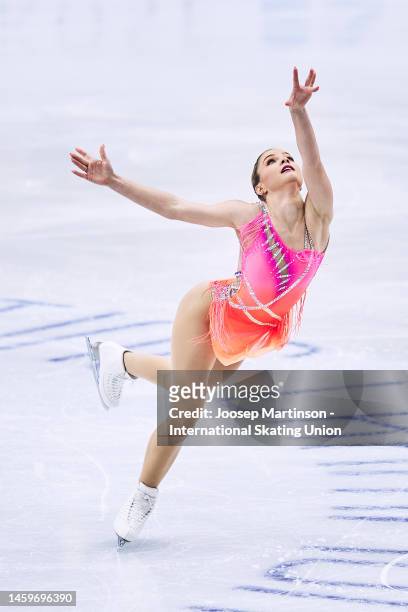 Loena Hendrickx of Belgium competes in the Women's Short Program during the ISU European Figure Skating Championships at Espoo Metro Areena on...