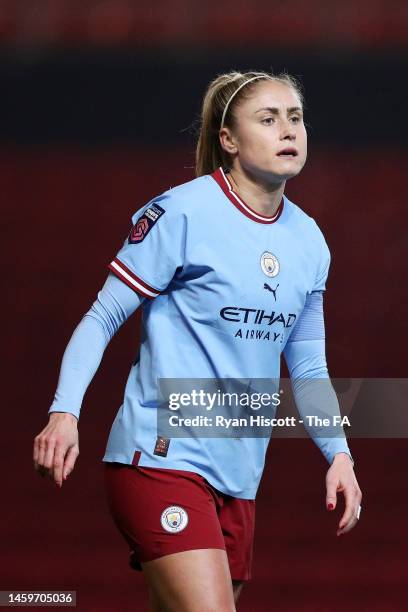 Steph Houghton of Manchester City looks on during the FA Women's Continental Tyres League Cup match between Bristol City and Manchester City at...