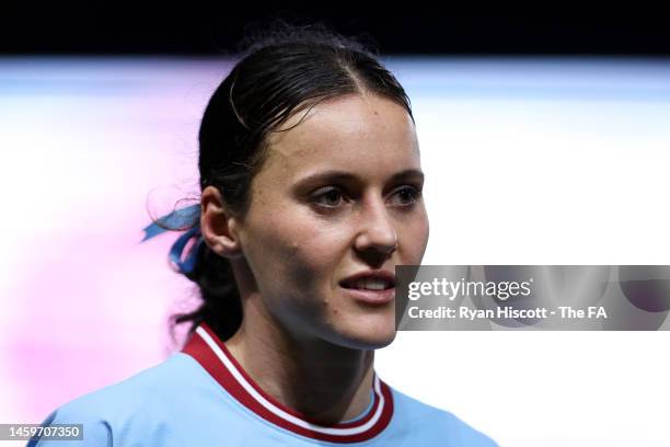 Hayley Raso of Manchester City looks on after the FA Women's Continental Tyres League Cup match between Bristol City and Manchester City at Ashton...