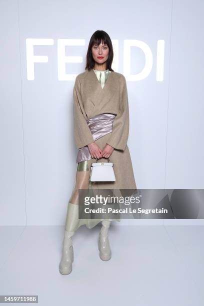 Shalom Harlow attends the Fendi Couture fashion shows on January 26, 2023 in Paris, France.