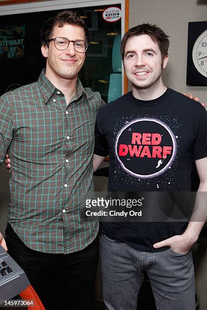 Actor Andy Samberg visits “Getting Late” with Mark Seman on Raw Dog Comedy at the SiriusXM Studio on June 8, 2012 in New York City.
