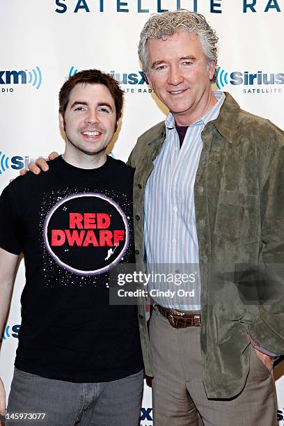 SiriusXM host Mark Seman poses with actor Patrick Duffy at the SiriusXM Studio on June 8, 2012 in New York City.