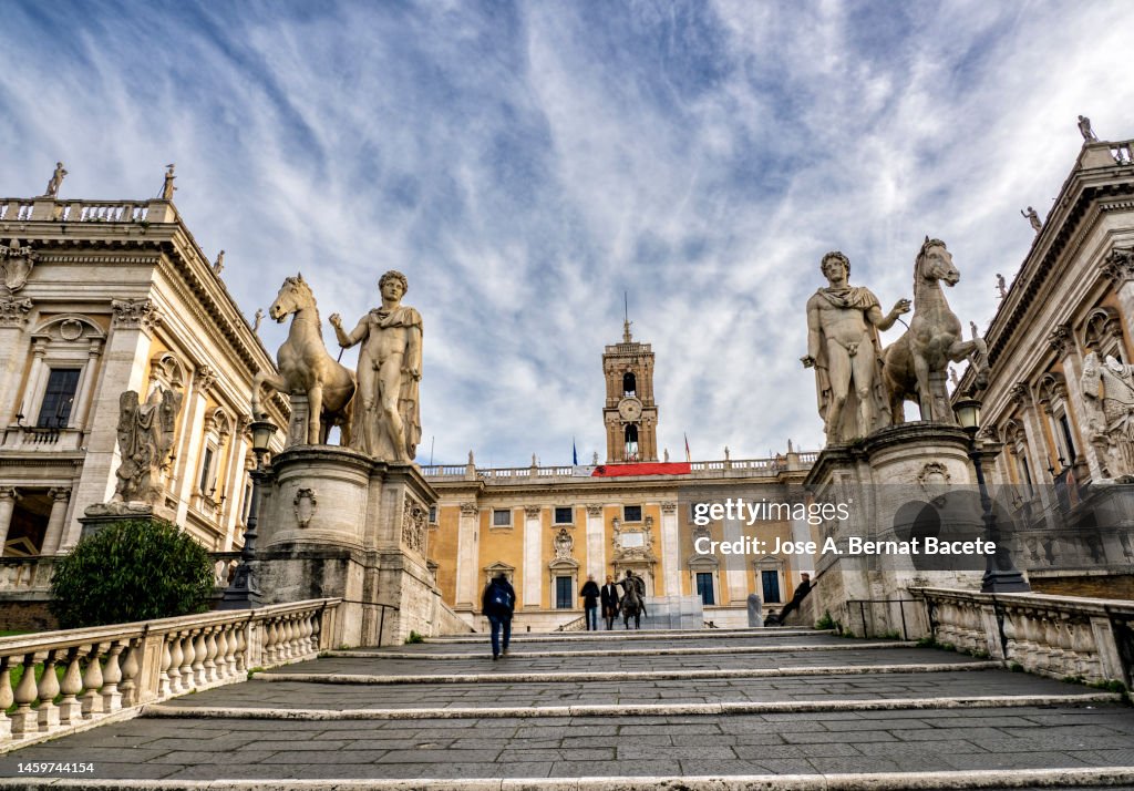 Stairs Leading Up To The Town Hall And Campidoglio Square Rome Italy ...