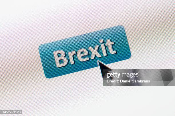 "brexit" computer screen button - brexit icons stock pictures, royalty-free photos & images