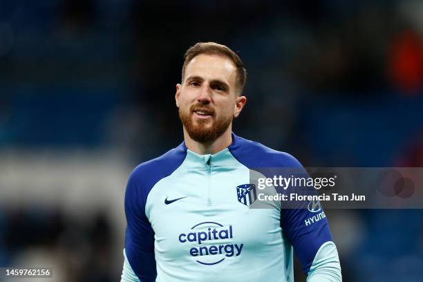 Jan Oblak of Atletico de Madrid looks on during the warm up prior to the Copa Del Rey Quarter Final match between Real Madrid and Atletico de Madrid...