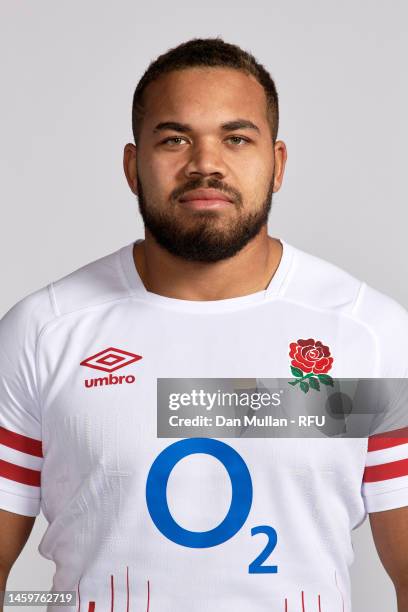 Ollie Lawrence of England poses for a portrait at Pennyhill Park on January 26, 2023 in Bagshot, England.