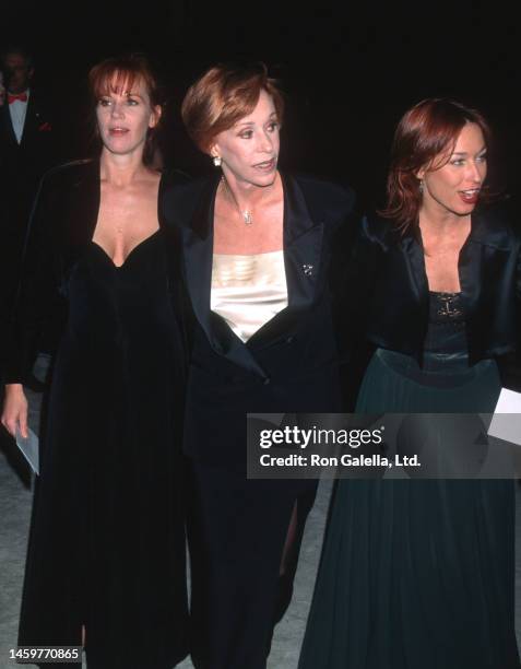 American actor and comedian Carol Burnett and her daughters, Jody Hamilton and Erin Hamilton, attend the opening of the Museum of Television and...