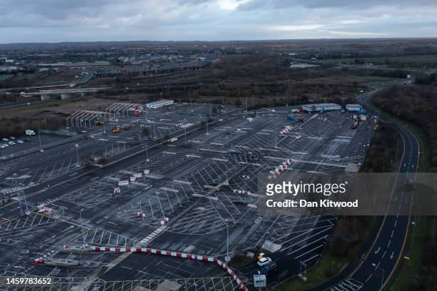 The International Border Facility at Ebbsfleet sist empty after closure on January 26, 2023 in Ebbsfleet, Kent. International Border Facilities in...