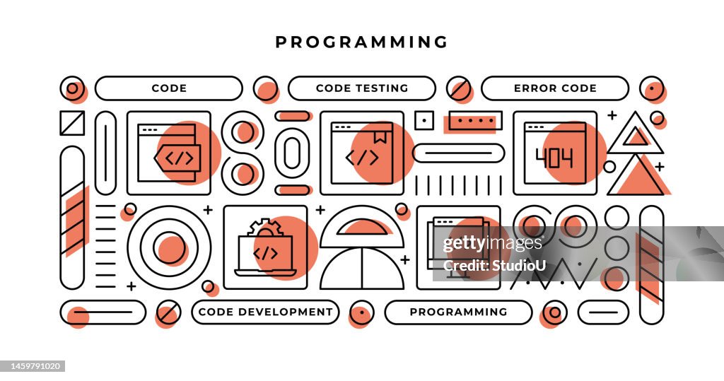 Programming Infographic Concept With Geometric Shapes And Code Code ...