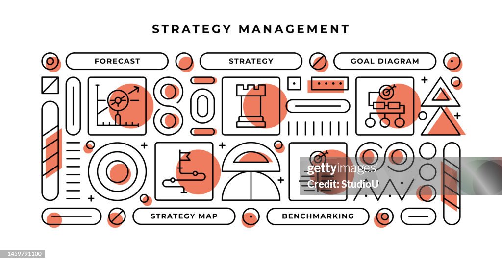 Strategy Management Infographic Concept With Geometric Shapes And ...