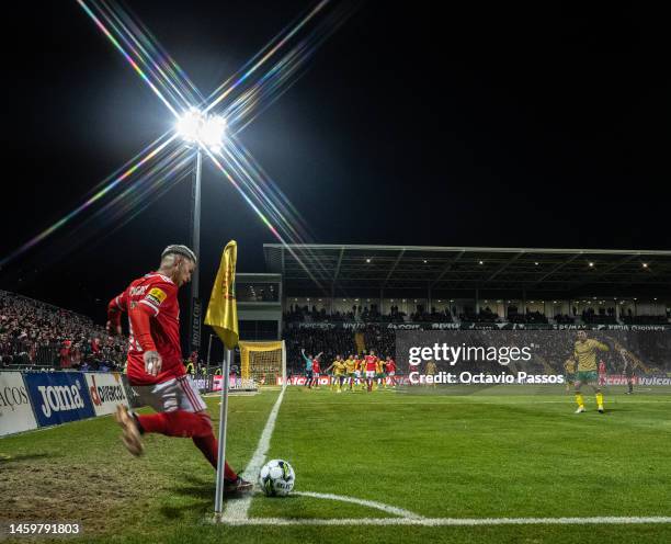 Enzo Fernandez of SL Benfica in action during the Liga Portugal Bwin match between Pacos de Ferreira and SL Benfica at Estadio Capital do Movel on...