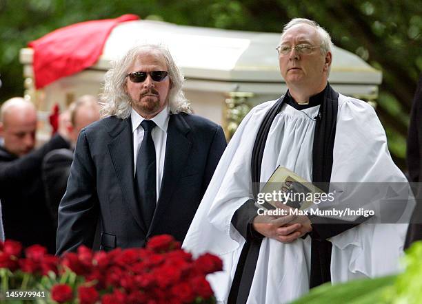 Barry Gibb attends the funeral of his brother Robin Gibb at St. Mary's Church, Thame on June 8, 2012 in Oxford, England.