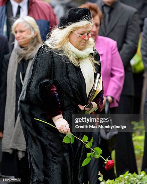 Dwina Gibb attends the funeral of her husband Robin Gibb at St. Mary's Church, Thame on June 8, 2012 in Oxford, England.