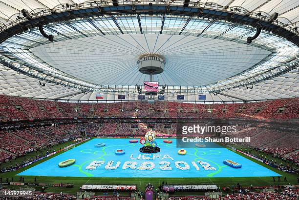 General view during the opening ceremony ahead of the UEFA EURO 2012 group A match between Poland and Greece at The National Stadium on June 8, 2012...