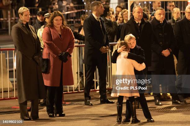 Princess Charlene of Monaco, Mélanie-Antoinette de Massy, Prince Jacques of Monaco and Princess Gabriella of Monaco attend the Ceremony Of The...