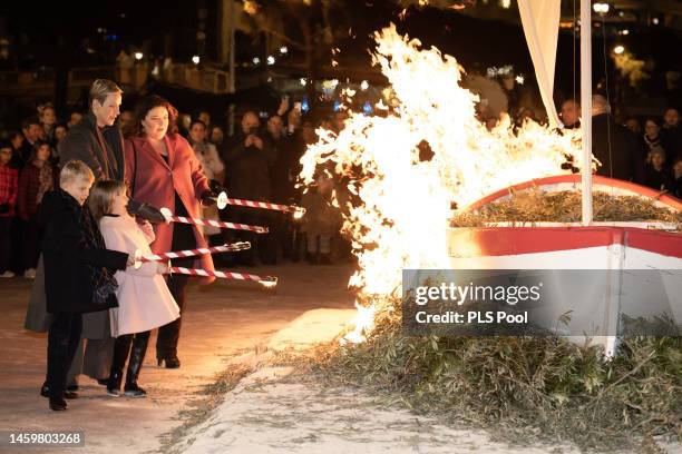 Princess Charlene of Monaco, Mélanie-Antoinette de Massy, Prince Jacques of Monaco and Princess Gabriella of Monaco attend the Ceremony Of The...