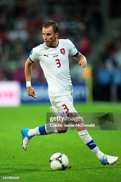 Michal Kadlec of Czech Republic runs with the ball during the UEFA EURO 2012 group A match between Russia and Czech Republic at The Municipal Stadium...