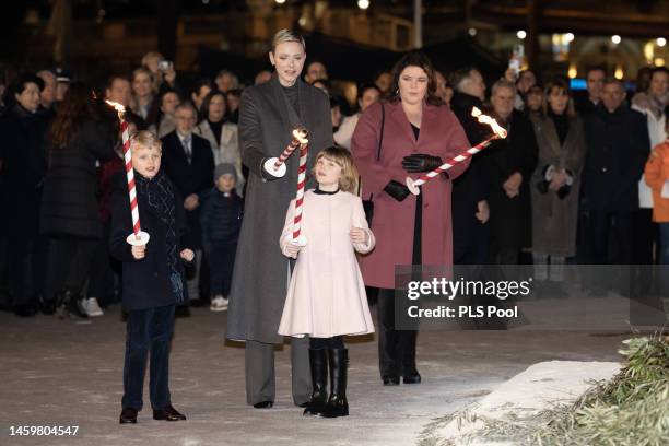 Princess Charlene of Monaco, Mélanie-Antoinette de Massy, Prince Jacques of Monaco and Princess Gabriella of Monaco attend the Ceremony Of The...