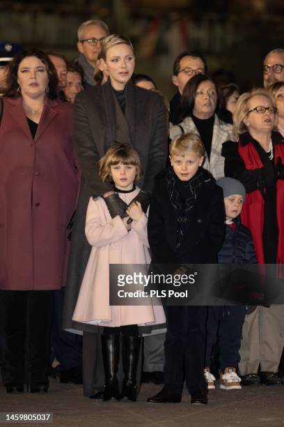 Princess Charlene of Monaco, Mélanie-Antoinette de Massy, Prince Jacques of Monaco and Princess Gabriella of Monaco attend the Ceremony Of The...
