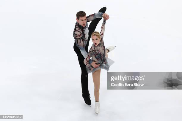 Alexa Knierim and Brandon Frazier skate during the Championship Pairs Short Program on day one of the 2023 TOYOTA U.S. Figure Skating Championships...