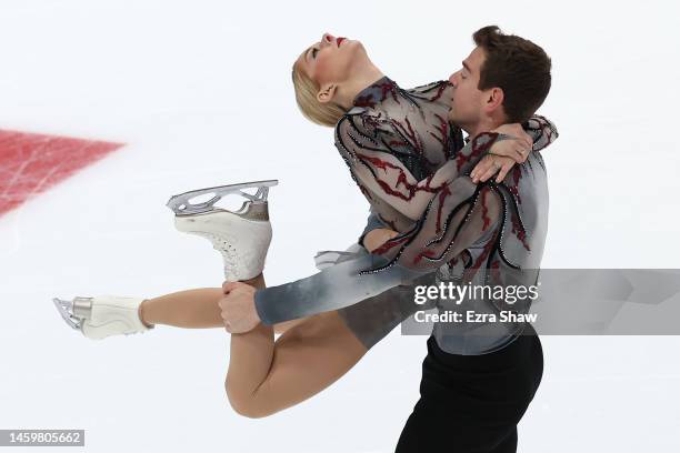 Alexa Knierim and Brandon Frazier skate during the Championship Pairs Short Program on day one of the 2023 TOYOTA U.S. Figure Skating Championships...