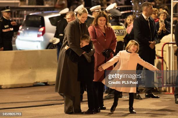 Princess Charlene of Monaco, Mélanie-Antoinette de Massy, Prince Jacques of Monaco and Princess Gabriella of Monaco attend the Ceremony Of The...