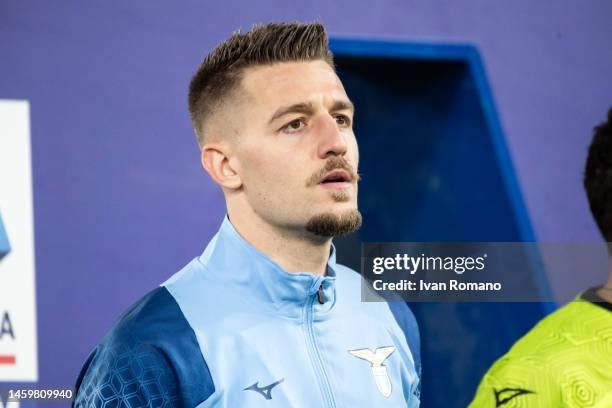 Sergej Milinković-Savić of SS Lazio before the Serie A match between SS Lazio and AC MIlan at Stadio Olimpico on January 24, 2023 in Rome, .