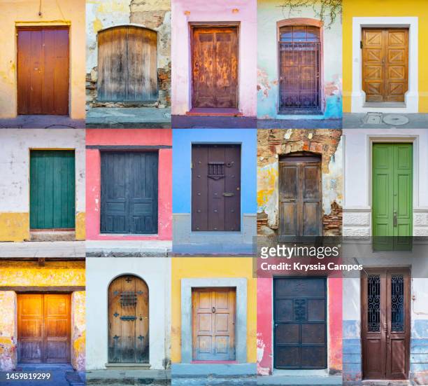 colorfull doors of antigua - guatemala - antigua western guatemala stock pictures, royalty-free photos & images