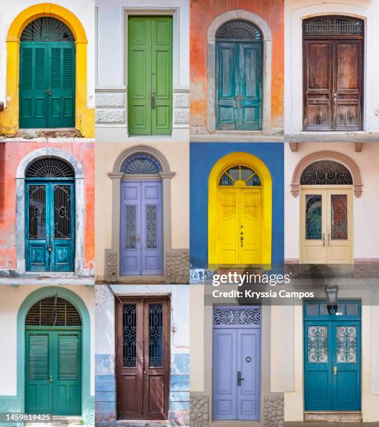 colorfull doors of casco viejo - panama city - central america house stock pictures, royalty-free photos & images