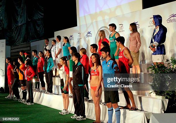 Models show on the catwalk the new mexican uniforms during the presentation of the uniforms that Mexican athletes will use in the Olympic Games of...