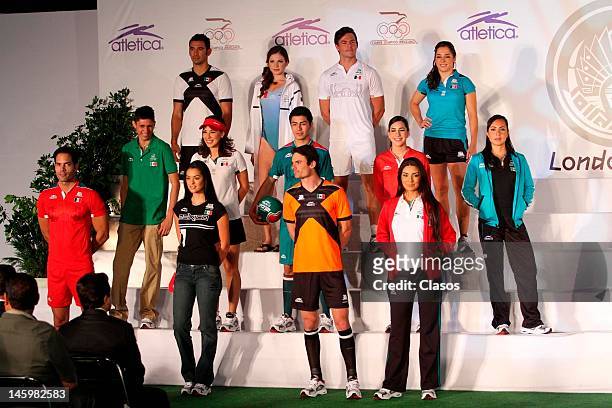 Models show on the catwalk the new mexican uniforms during the presentation of the uniforms that Mexican athletes will use in the Olympic Games of...