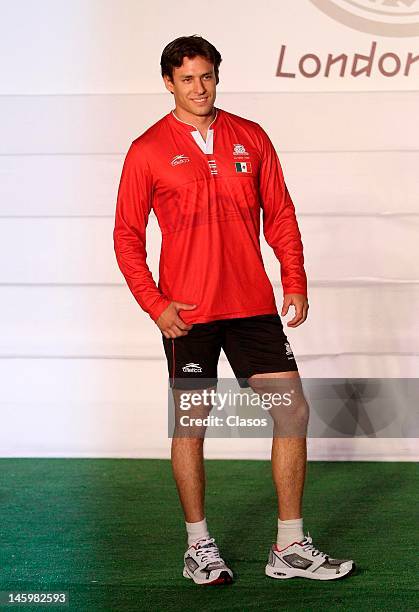 Models show on the catwalk the new mexican uniforms during the presentation of the uniforms that Mexican athletes will use in the Olympic Games of...