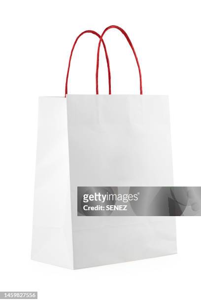 recycled paper shopping bag isolated on white background - kraft bag stock pictures, royalty-free photos & images