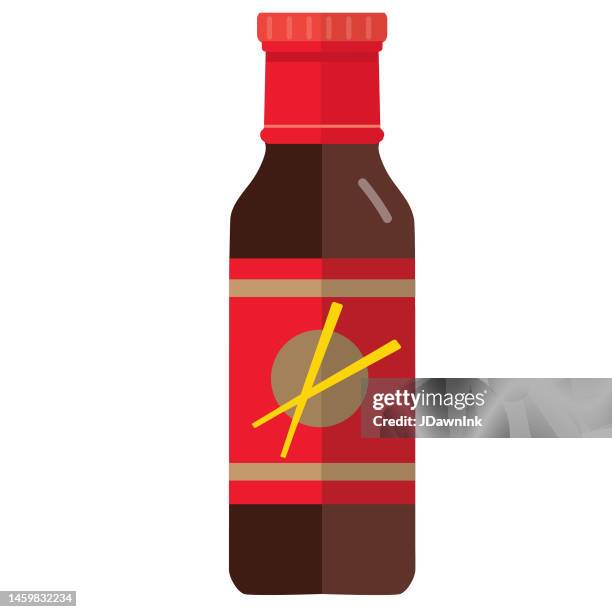 lebensmittelverpackung bunte hoisinsauce mit etikettensymbol auf weißem hintergrund - hoisin soße stock-grafiken, -clipart, -cartoons und -symbole