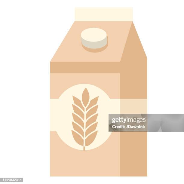 grocery food packaging colorful oat milk carton icon on white background - oat milk vector stock illustrations