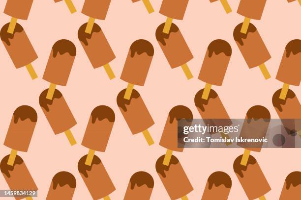 chocolate ice cream on a stick - milk chocolate stock illustrations