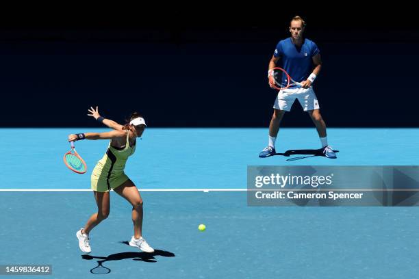 Luisa Stefani and Rafael Matos of Brazil in the Mixed Doubles Final against Santa Mirza and Rohan Bopanna of India during day 12 of the 2023...