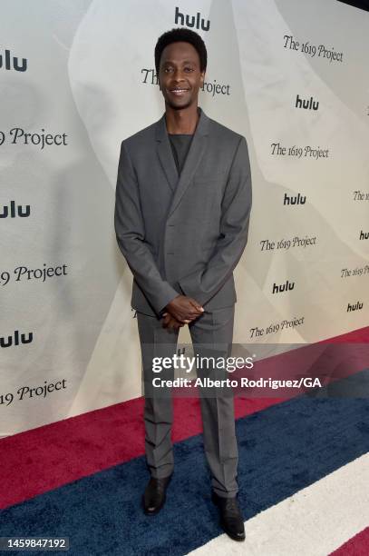 Edi Gathegi attends the Los Angeles Red Carpet Premiere Event for Hulu's "The 1619 Project" at Academy Museum of Motion Pictures on January 26, 2023...