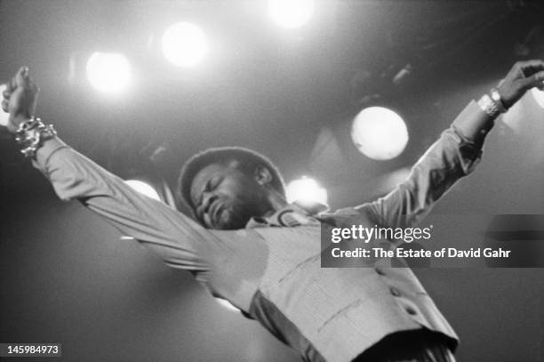 Soul singer Al Green in performance in February 1973 for ABC-TV's In Concert series filmed at the Bananafish Theater in Brooklyn, New York.