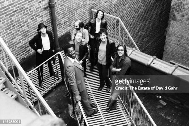 Bruce Springsteen and the E Street Band pose for a portrait on October 17, 1979 in Red Bank, New Jersey.