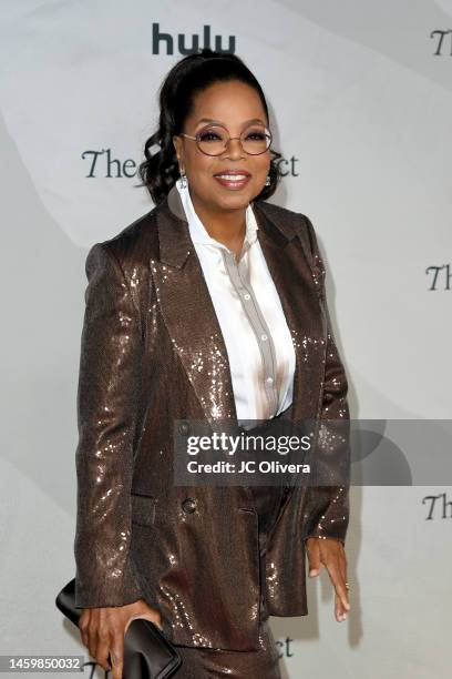 Oprah Winfrey attends the Los Angeles Red Carpet Premiere Event for Hulu's "The 1619 Project" at Academy Museum of Motion Pictures on January 26,...