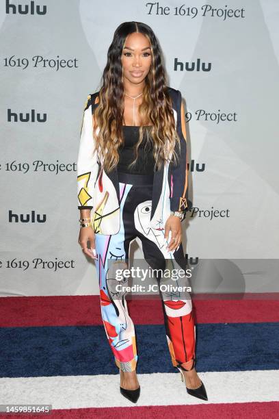 Malika Haqq attends the Los Angeles Red Carpet Premiere Event for Hulu's "The 1619 Project" at Academy Museum of Motion Pictures on January 26, 2023...